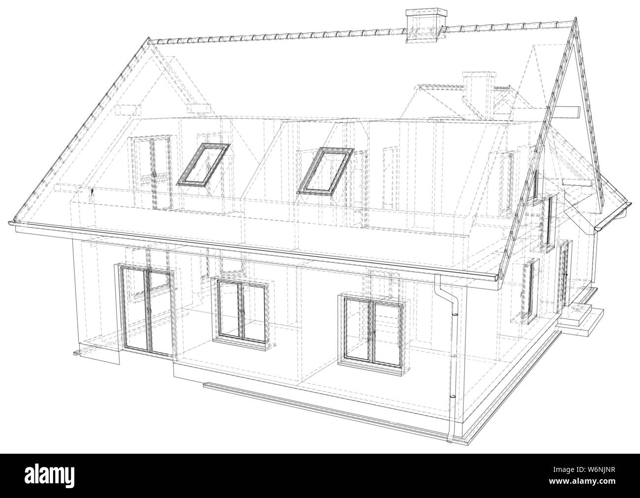 Vector sketch house on the white background. EPS 10. Vector created of 3d. Stock Vector