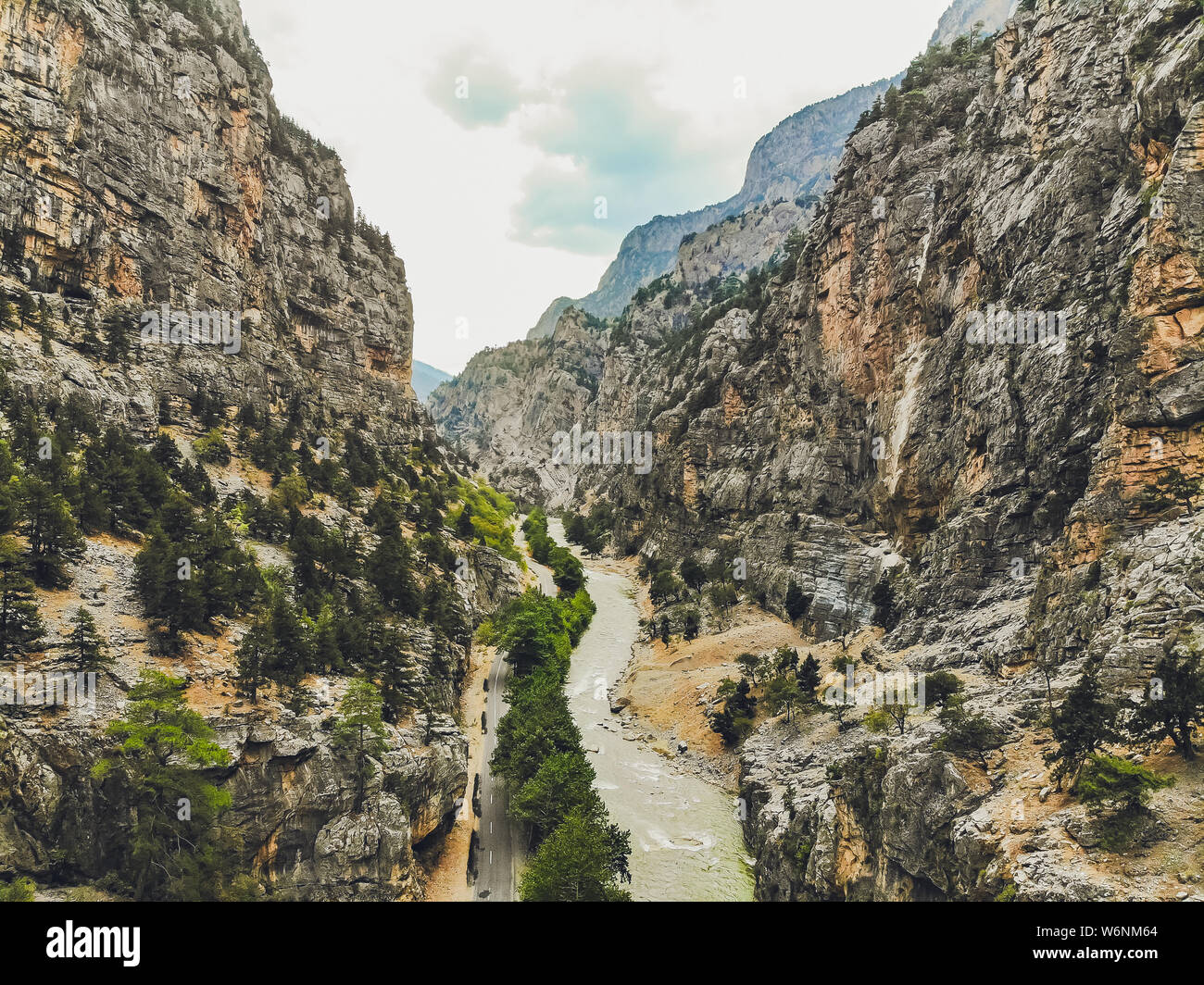 Travel to Turkey - above view of mountain valley with fairy chimney ...