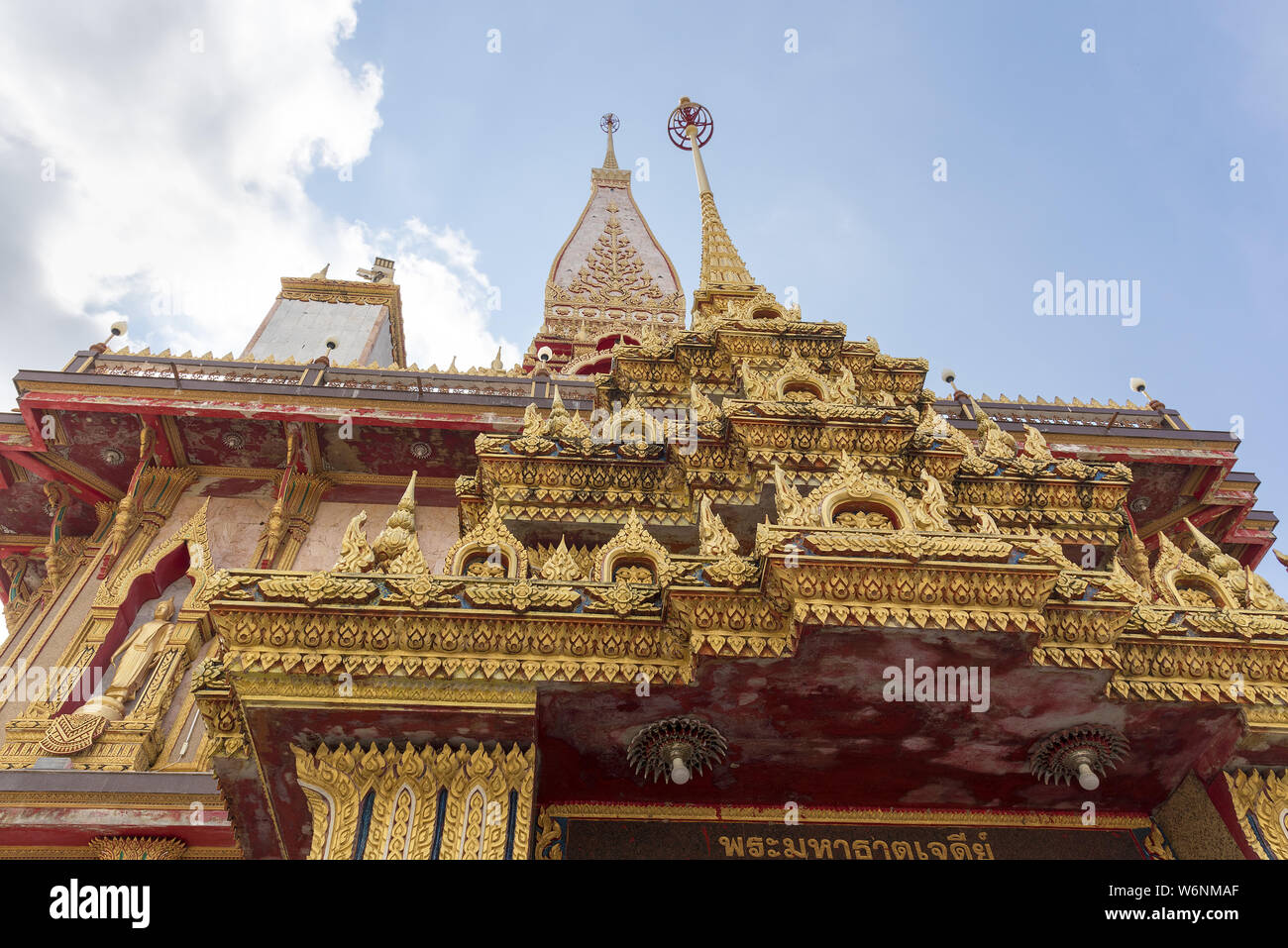 Phuket, Thailand - Wat Chalong Temple on sunny summer day at Phuket island, Thailand. It's the biggest and oldest buddhist temple on Phuket. Stock Photo