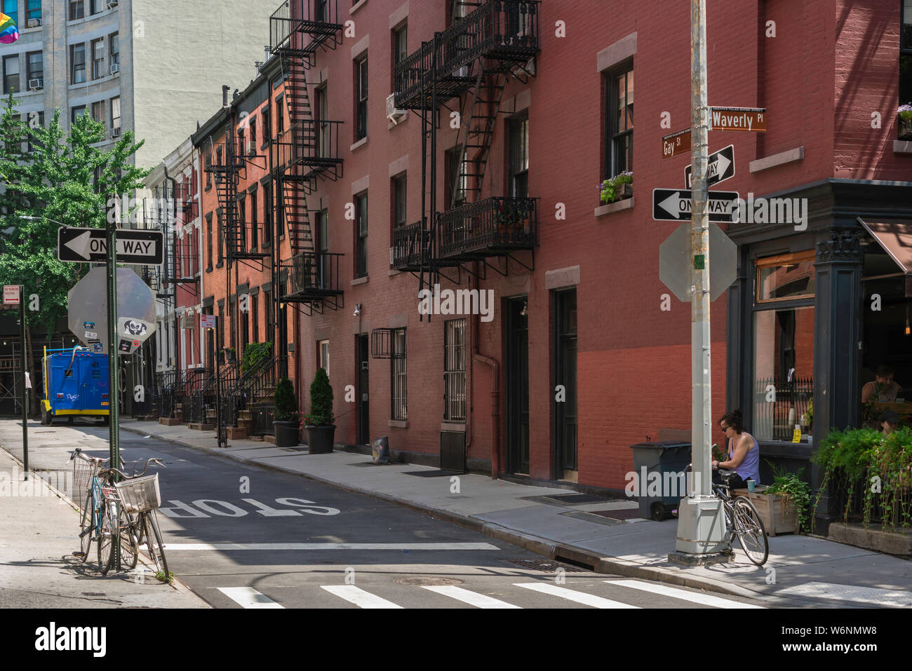 New York Greenwich Village, view in summer of Gay Street in the center of Greenwich Village, New York City, USA. Stock Photo