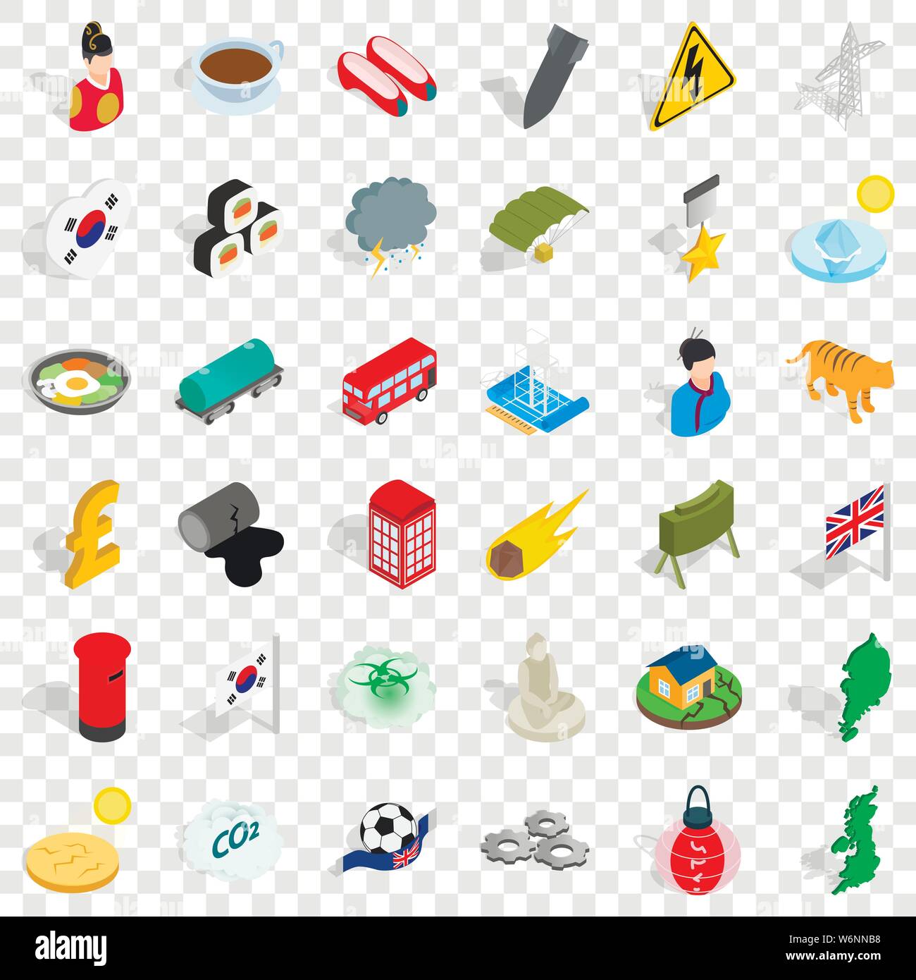 Architecture icons set, isometric style Stock Vector