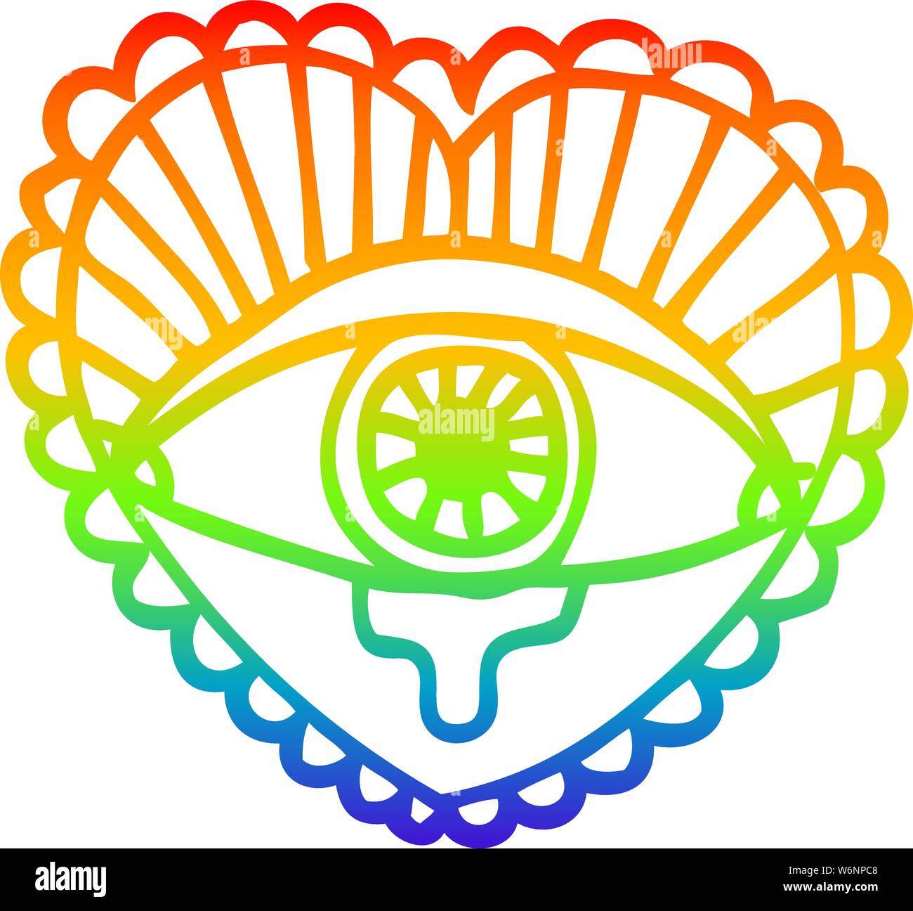 Rainbow Gradient Line Drawing Of A Cartoon Crying Eye Heart Tattoo Symbol Stock Vector Image Art Alamy