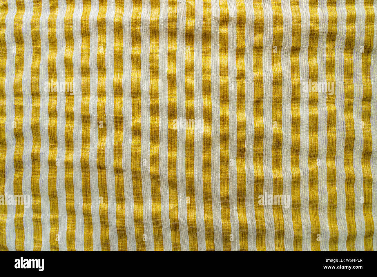 Yellow White Striped Fabric Background Gold Metallic Thread Striped Knitted Fabric Stock Photo Alamy