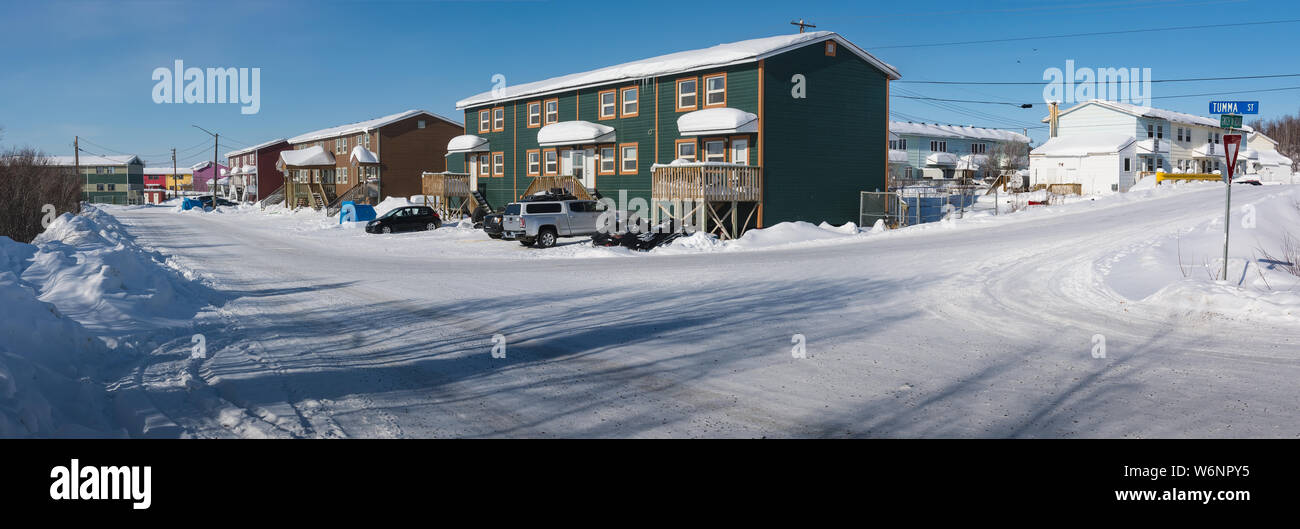 Arctic Housing in Inuvik, Northwest Territories, Canada Stock Photo