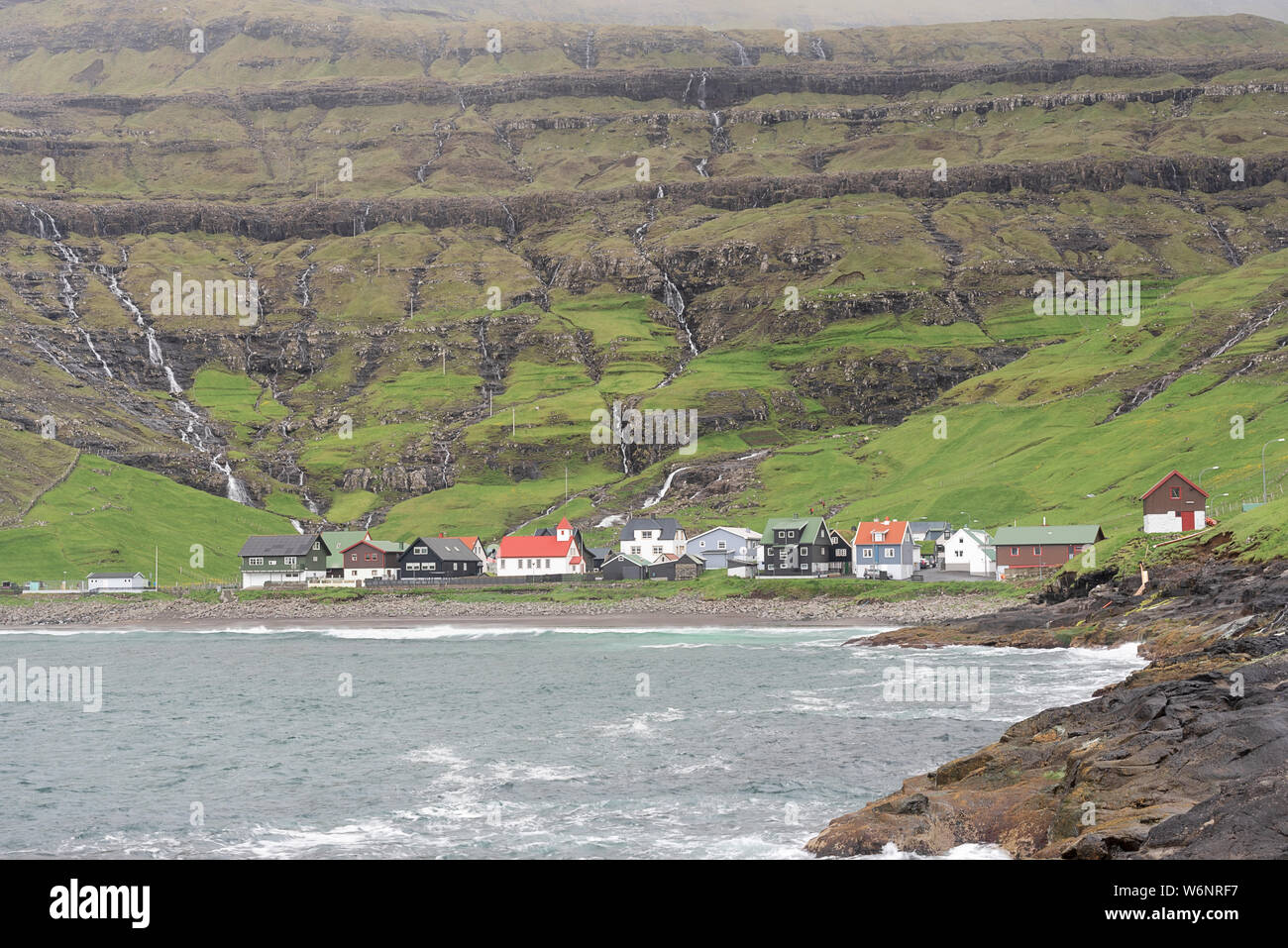 Atlantic Coast at Tjornuvik, Streymoy Island, Faroe Islands Stock Photo