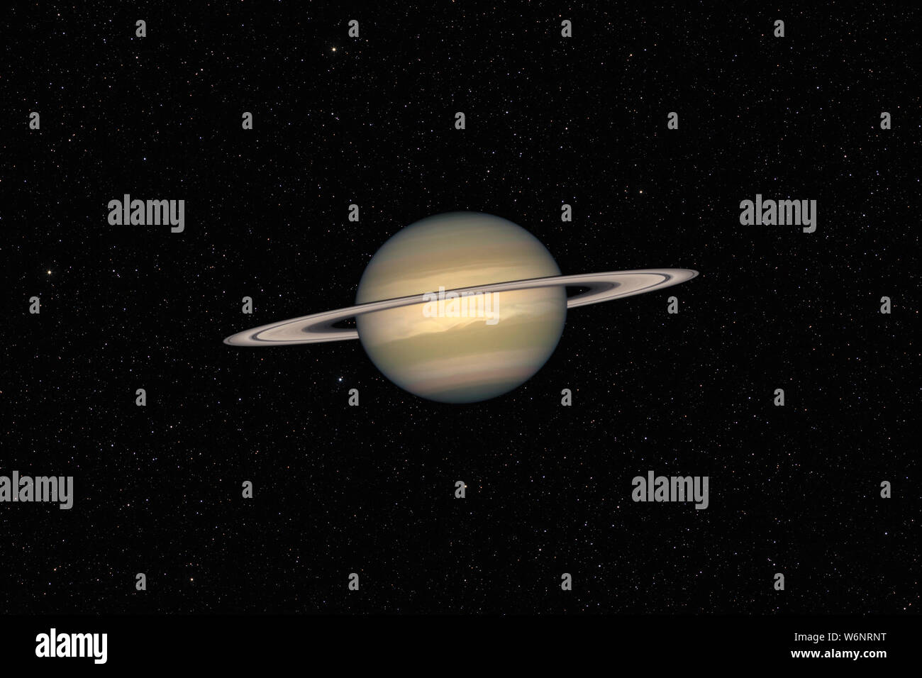Planet Saturn against dark starry sky background in Solar System, elements of this image furnished by NASA Stock Photo