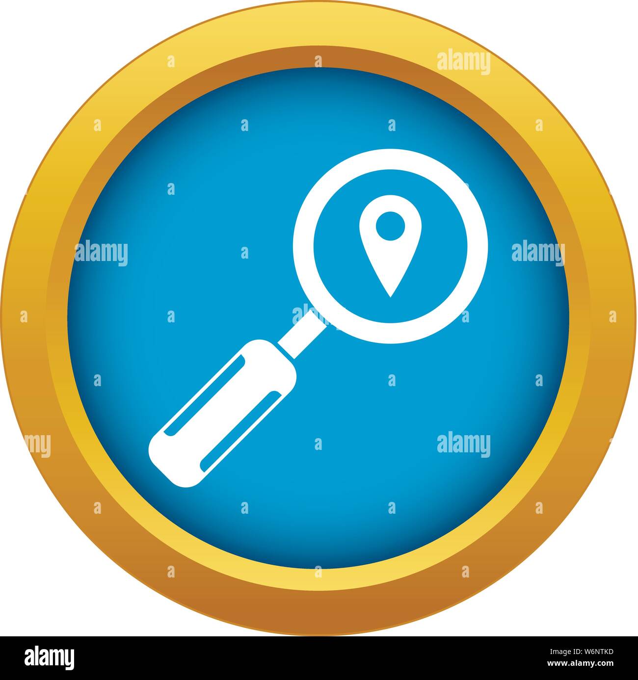 Magnifying glass and location icon blue vector isolated Stock Vector ...