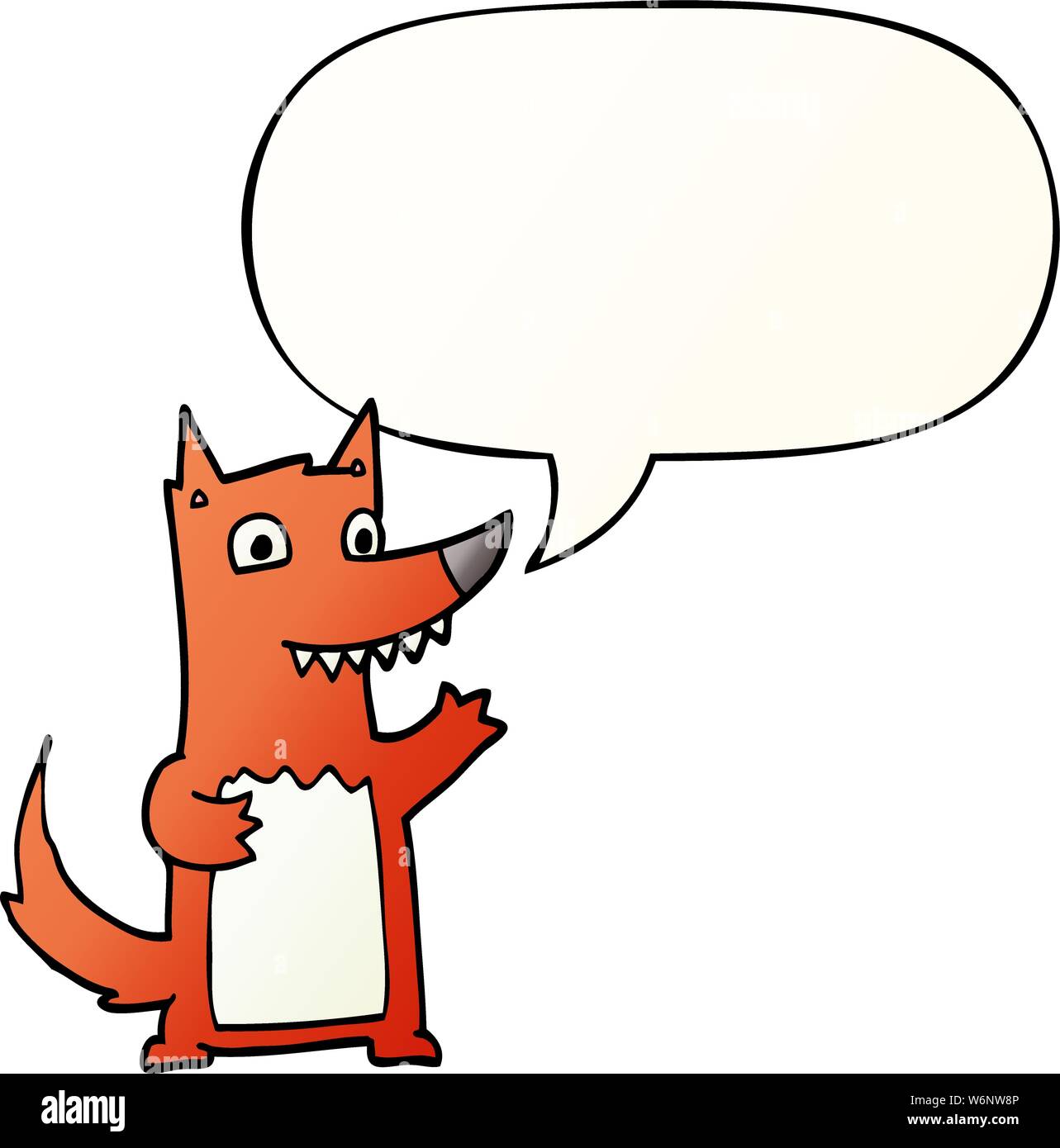 cartoon wolf with speech bubble in smooth gradient style Stock Vector
