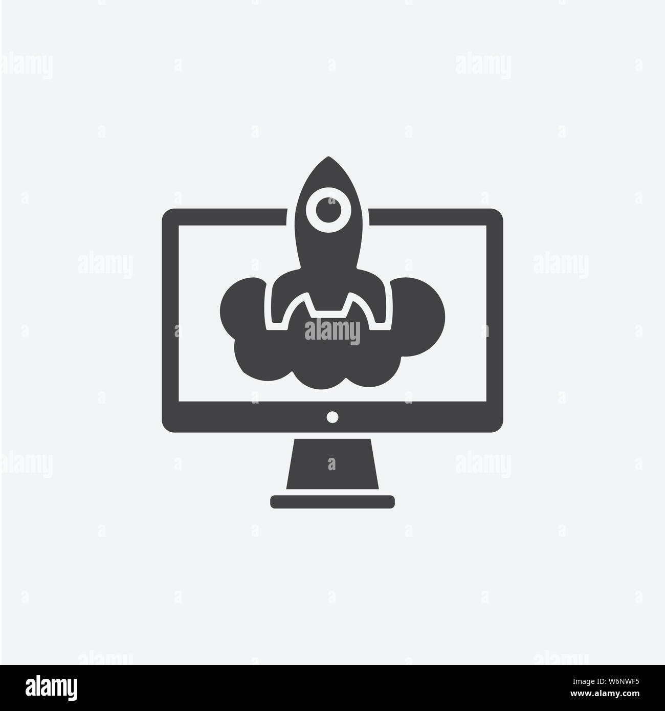 Computer Boost glyph icon. Monochrome style design simple element. Black color computer boost icon for web and mobile. Computer collection Stock Vector