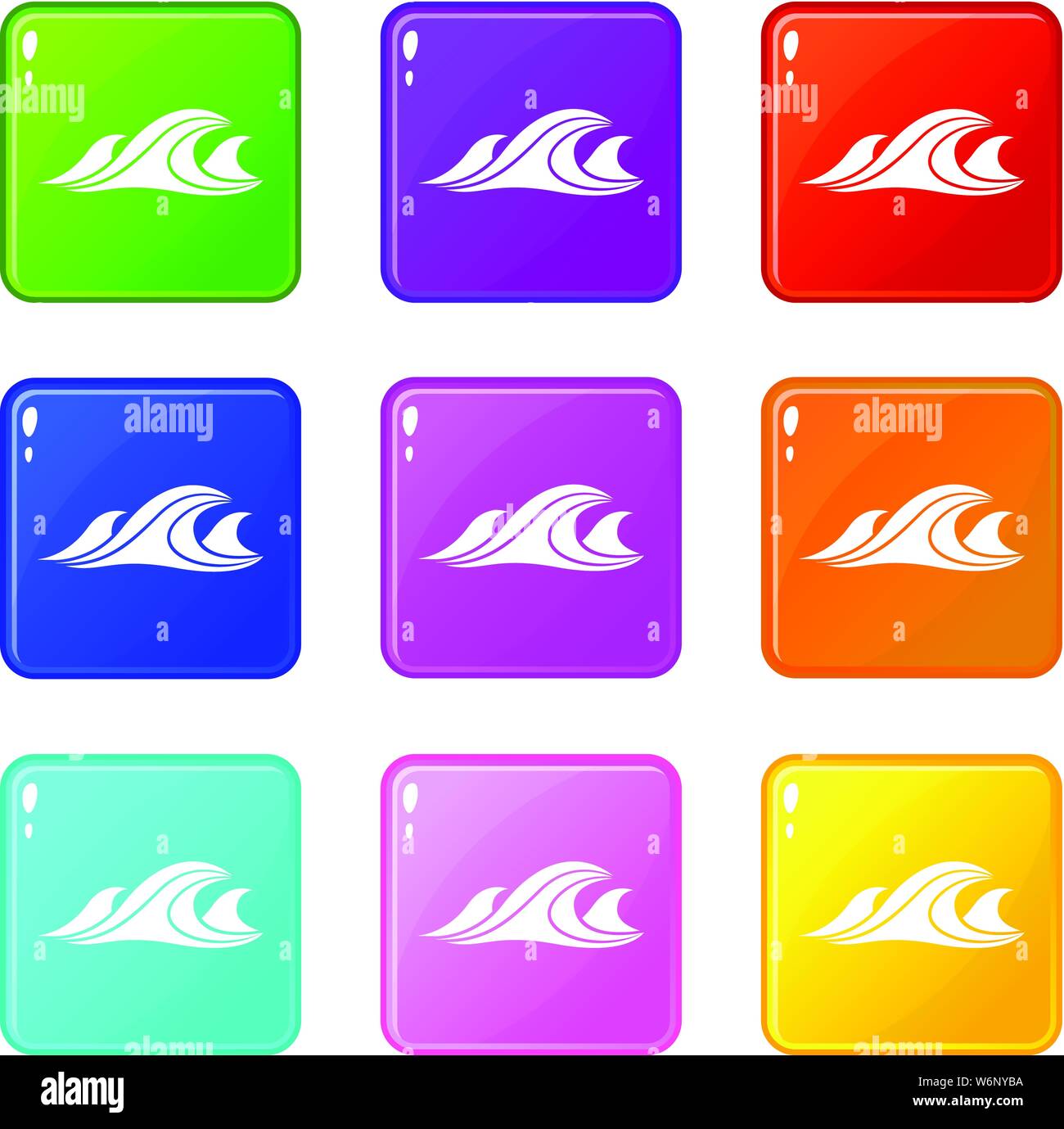 Sea waves icons set 9 color collection Stock Vector Image & Art - Alamy