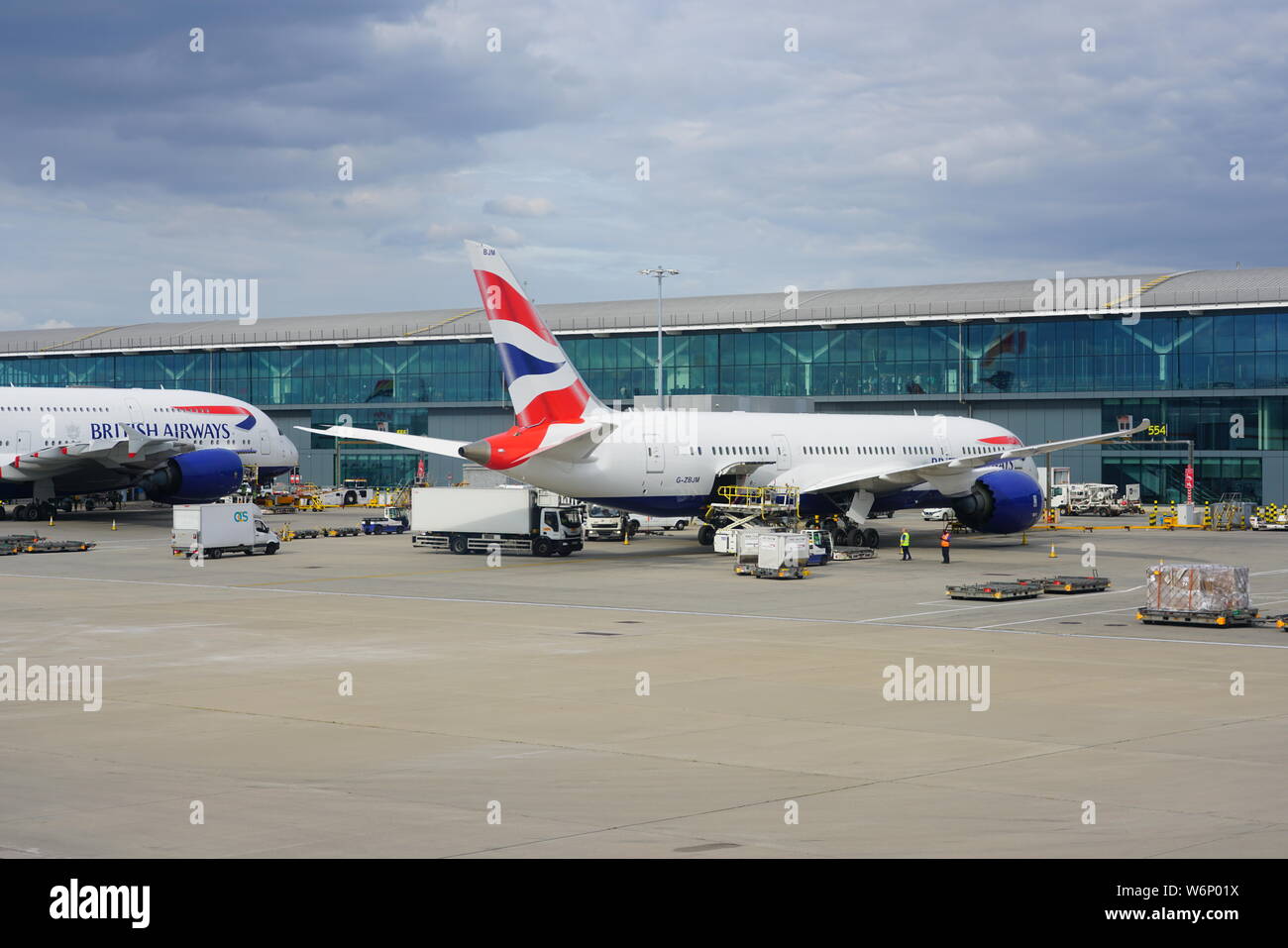 HEATHROW, ENGLAND 14 APR 2019 View of an airplane from British