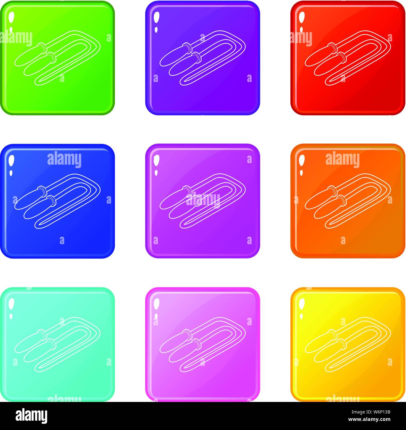 Skipping rope icons set 9 color collection Stock Vector