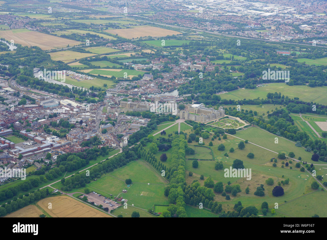Windsor England 28 Jul 2019 Aerial View Of The Town Of Windsor And The Windsor Castle Property Of The British Monarchy In Windsor England United Stock Photo Alamy