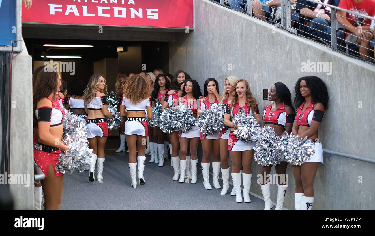 August 1st, 2019: Falcons cheerleaders during the Atlanta Falcons vs Denver Broncos game at the Pro Football Hall of Fame Game in Canton, OH. Jason Pohuski/CSM Stock Photo