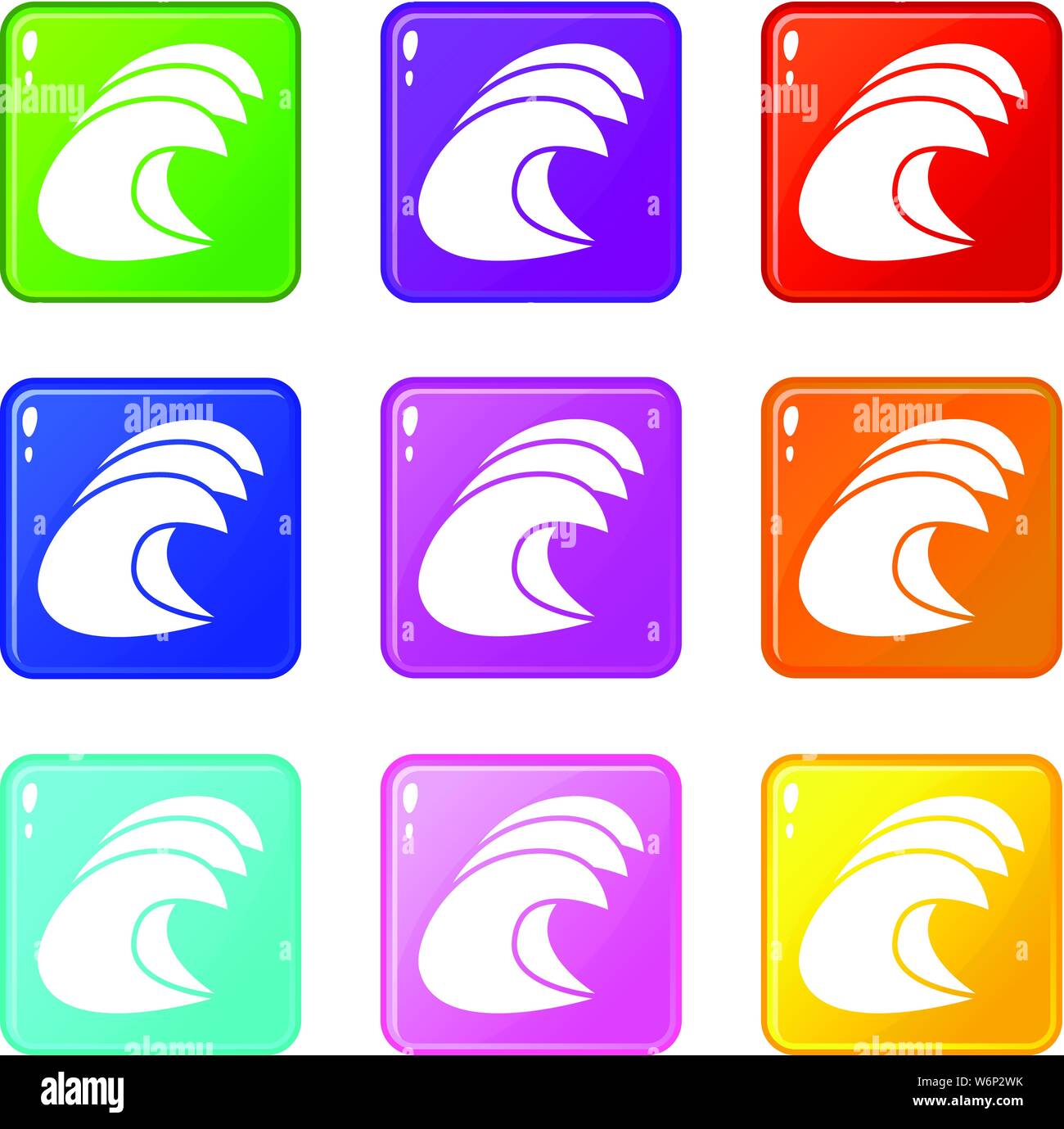 High ocean waves icons set 9 color collection Stock Vector Image & Art ...