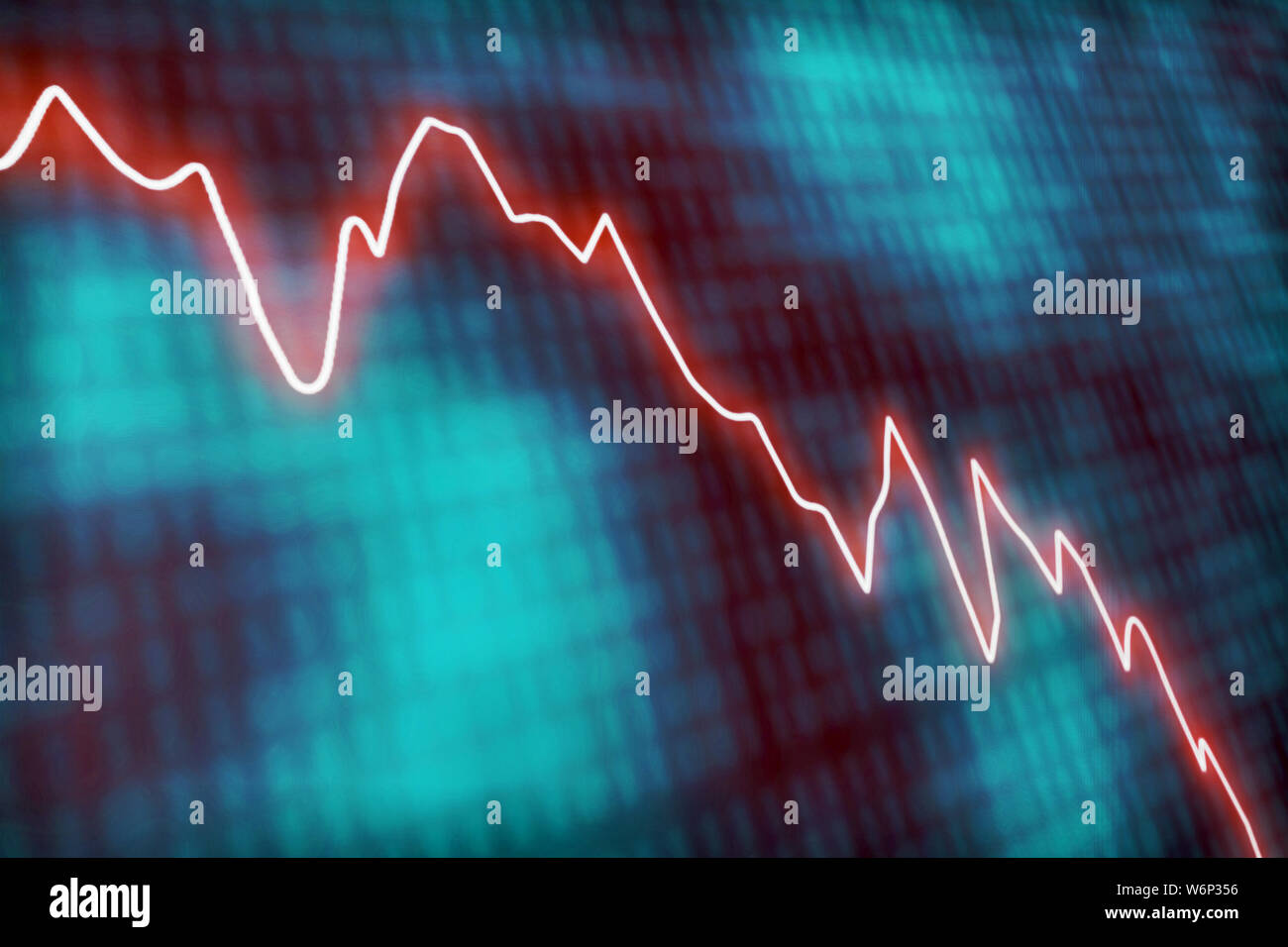 Illustrated concept wth a glowing red line graph decreasing at a fast rate Stock Photo