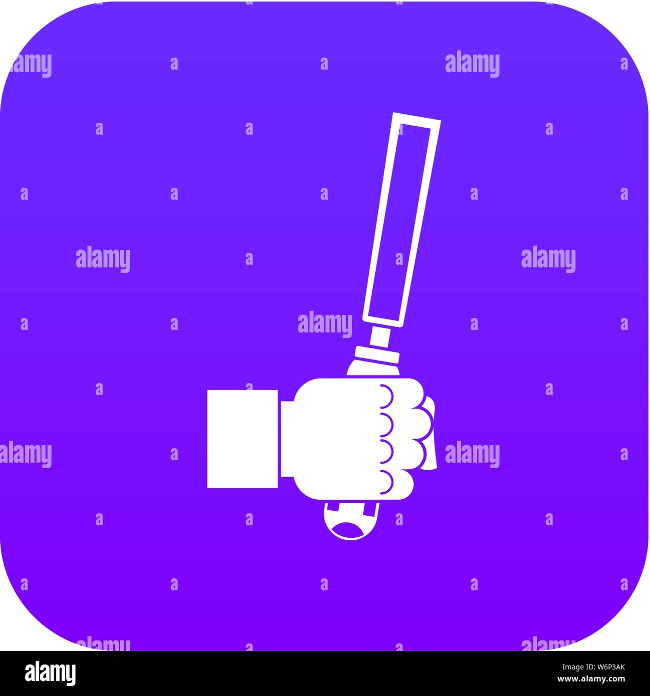 Chisel tool in man hend icon digital purple Stock Vector
