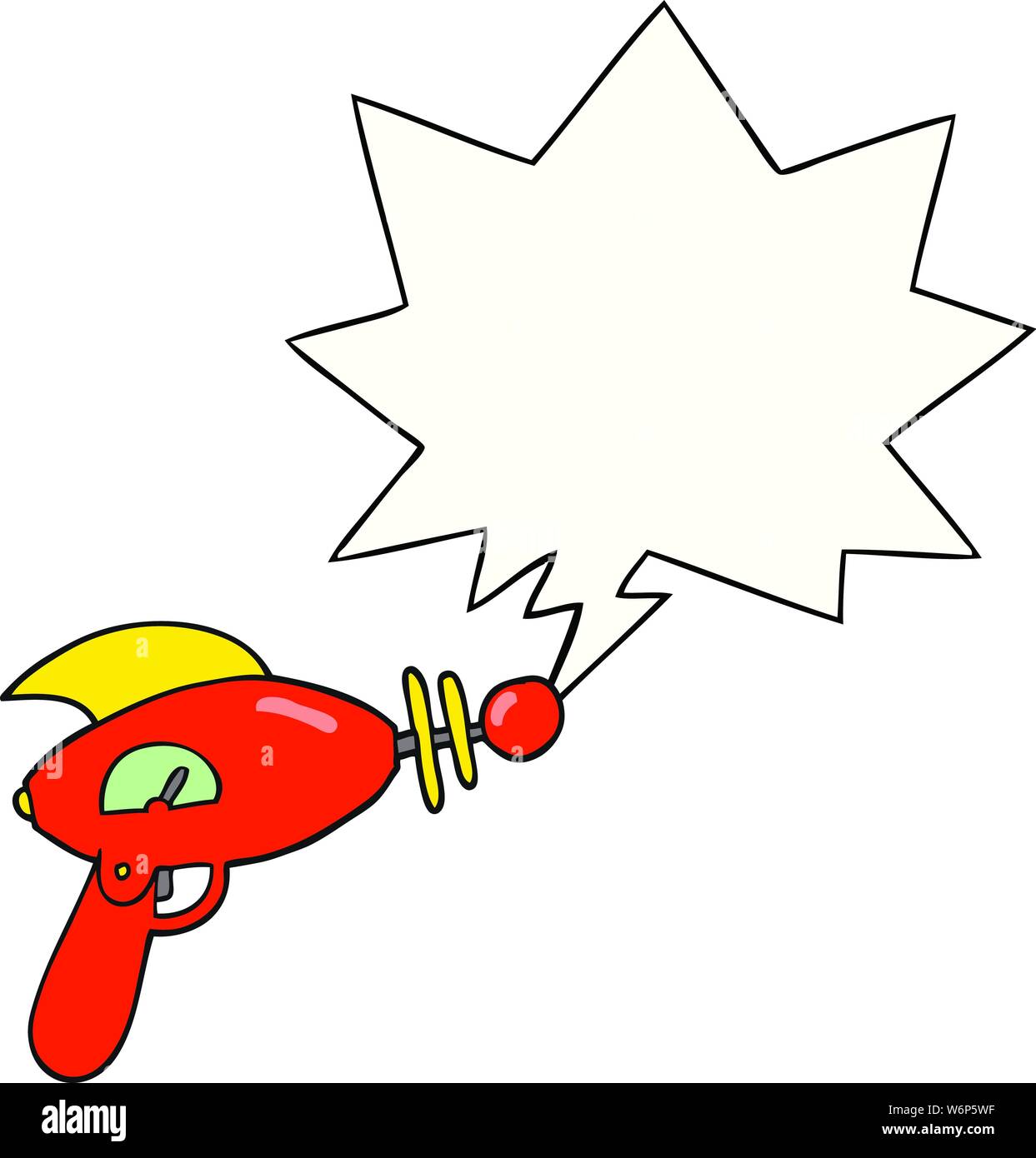 cartoon ray gun with speech bubble Stock Vector
