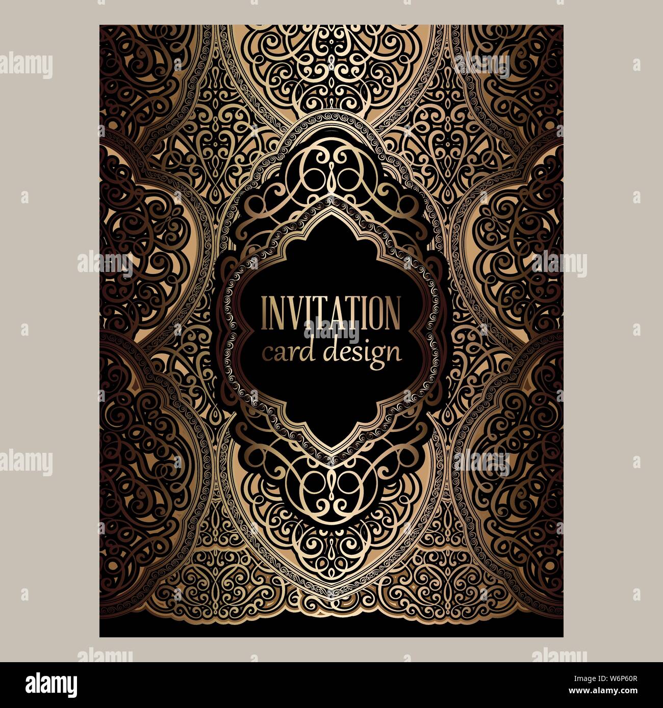 Wedding invitation card with black and gold shiny eastern and baroque rich  foliage. Ornate islamic background for your design. Islam, Arabic, Indian  Stock Vector Image & Art - Alamy