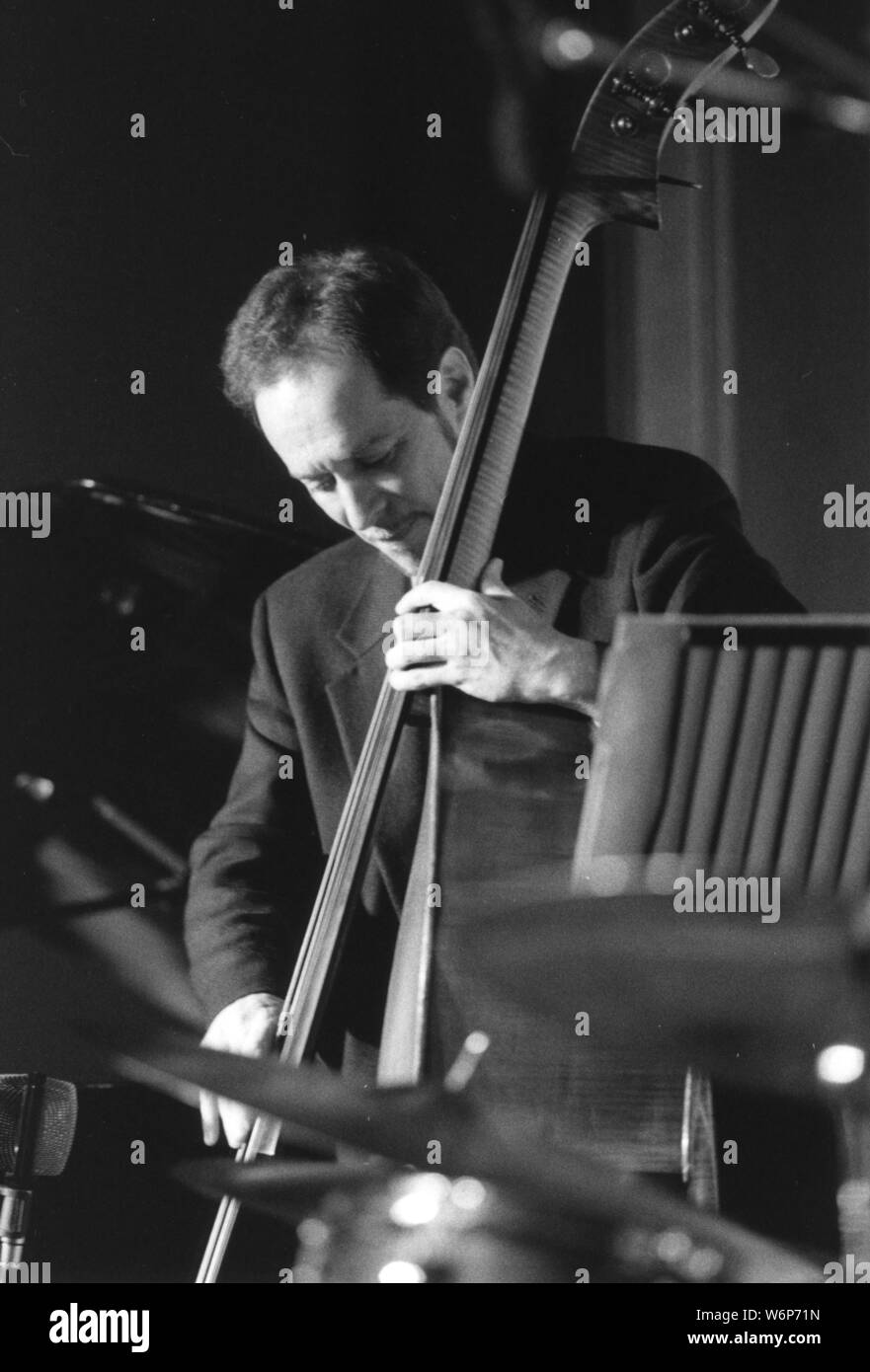 Phil Flanigan, playing double bass, c2008. Stock Photo