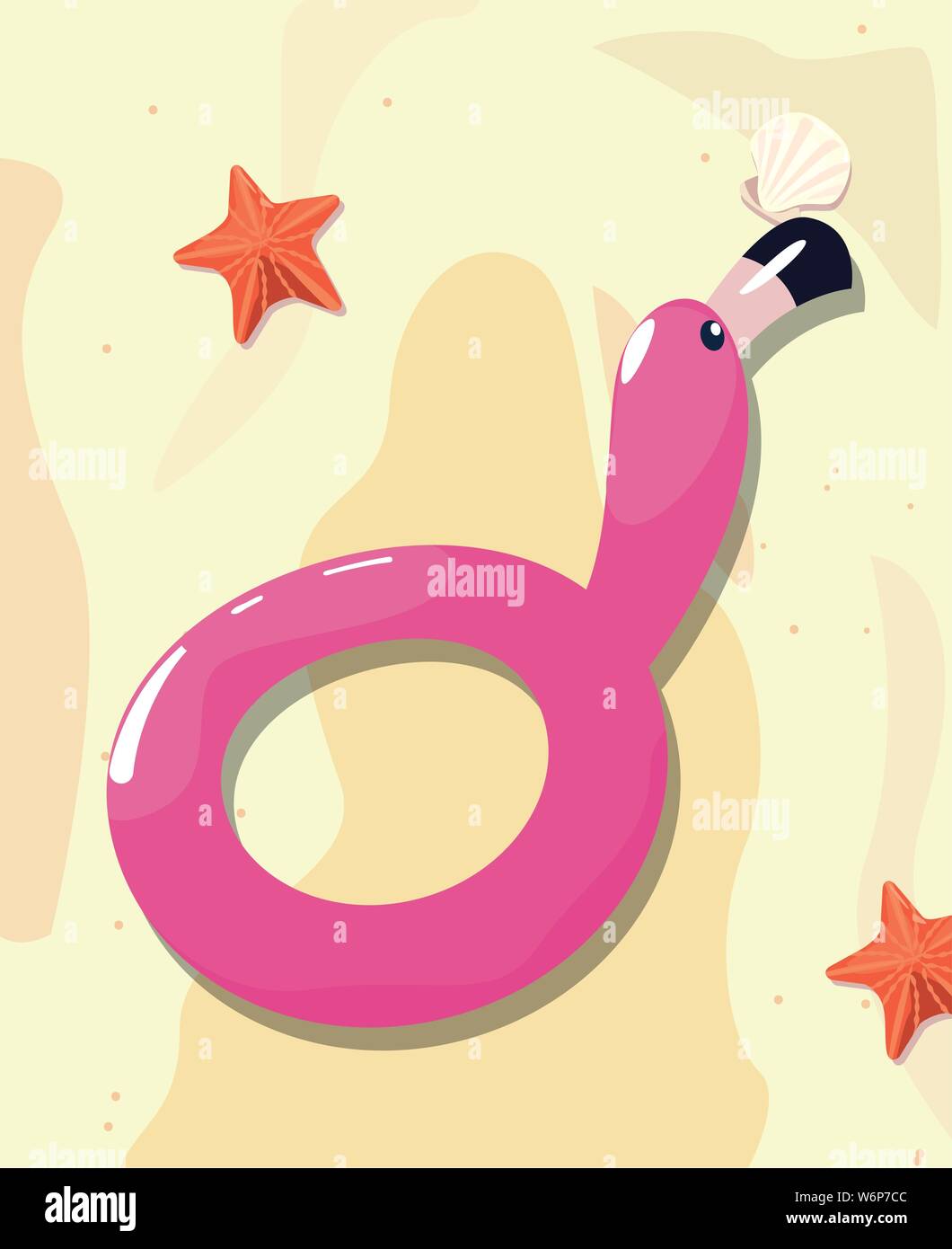 flamingo boat summer time vacations design vector illustration Stock ...