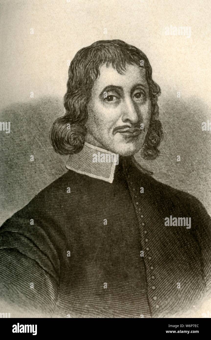 'Portrait of John Winthrop the Younger the second, showing the typical garb of the Puritan in the Massachusetts Colony', c1640-50, (1937). John Winthrop the Younger the Younger (1606-1676) early governor of Connecticut Colony. From &quot;History of American Costume - Book One 1607-1800&quot;, by Elisabeth McClellan. [Tudor Publishing Company, New York, 1937] Stock Photo