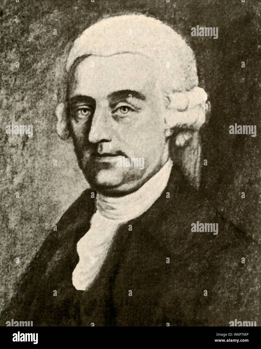 'Portrait of Nathaniel Appleton of Boston, showing white wig with puffs at side', c1740, (1937). Nathaniel Appleton (1693-1784)  Congregational minister in Massachusetts colony. From &quot;History of American Costume - Book One 1607-1800&quot;, by Elisabeth McClellan. [Tudor Publishing Company, New York, 1937] Stock Photo
