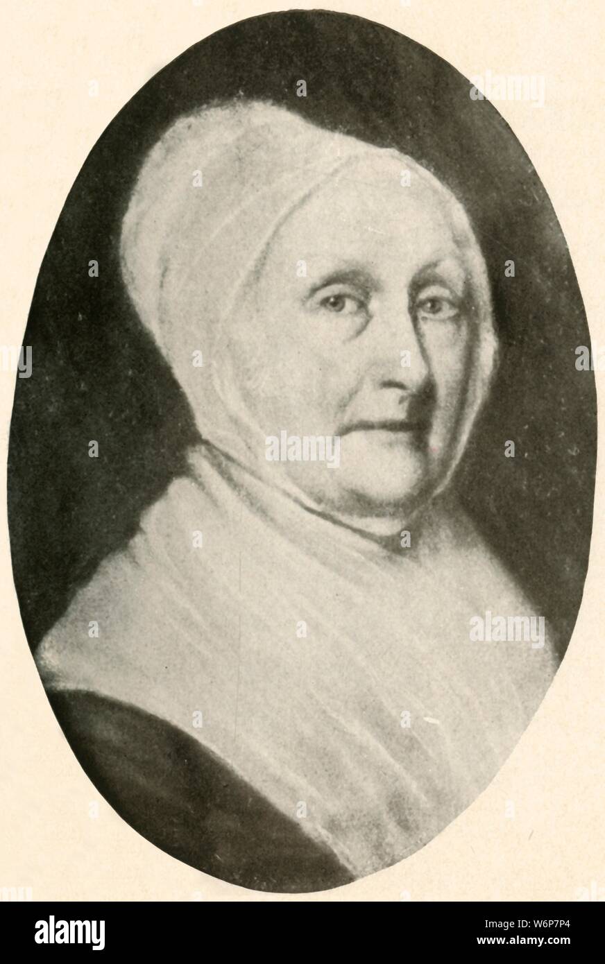 'A portrait of Mrs. Pennington, showing the dress of a Quaker lady', 1780, (1937). From &quot;History of American Costume - Book One 1607-1800&quot;, by Elisabeth McClellan. [Tudor Publishing Company, New York, 1937] Stock Photo
