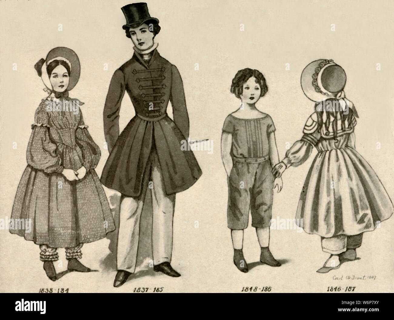 Children's clothing from 1830-1850', 1907, (1937). From &quot;History of  American Costume - Book One 1607-1800&quot;, by Elisabeth McClellan. [Tudor  Publishing Company, New York, 1937] Stock Photo - Alamy