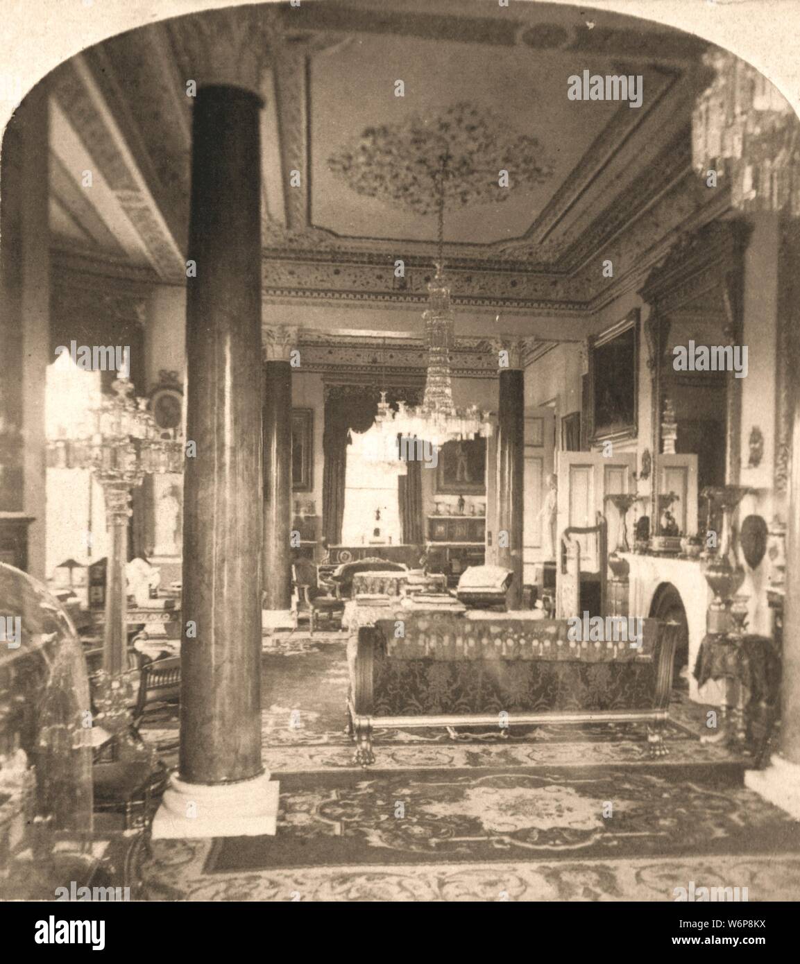 'The Drawing Room, Queen Victoria's Marine Residence, Osborne House, I.O.W', 1900. From &quot;Underwood and Underwood Publishers, New York-London-Toroto Canada-Ottawa Kansas.&quot; Stock Photo
