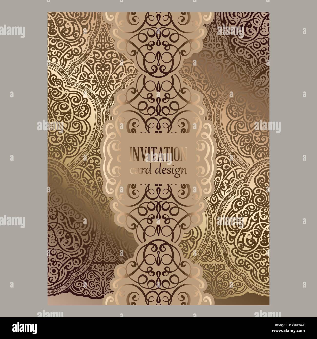 Wedding invitation card with beige and gold shiny eastern and baroque rich  foliage. Ornate islamic background for your design. Islam, Arabic, Indian  Stock Vector Image & Art - Alamy