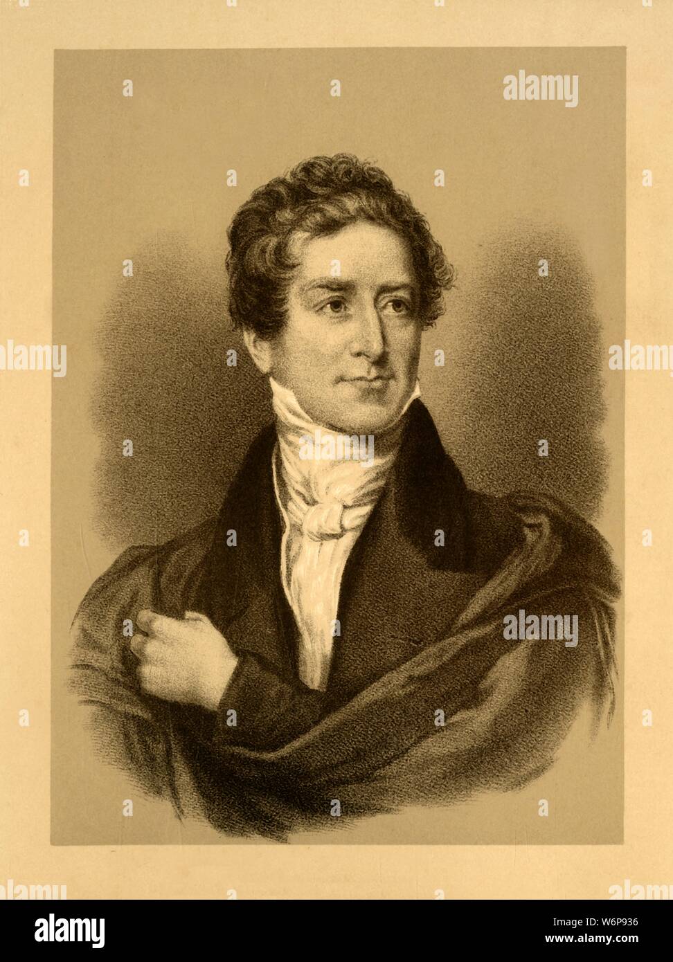 'Sir Robert Peel, Bart. Premier 1834-1835 and 1841-1846', c1820, (c1880). Sir Robert Peel, 2nd Baronet (1788-1850) British statesman and Conservative Party politician who served twice as Prime Minister of the United Kingdom, regarded as the father of modern British policing, as founder of the Metropolitian Police. [Blackie &amp; Son, London, Glasgow &amp; Edinburgh] Stock Photo