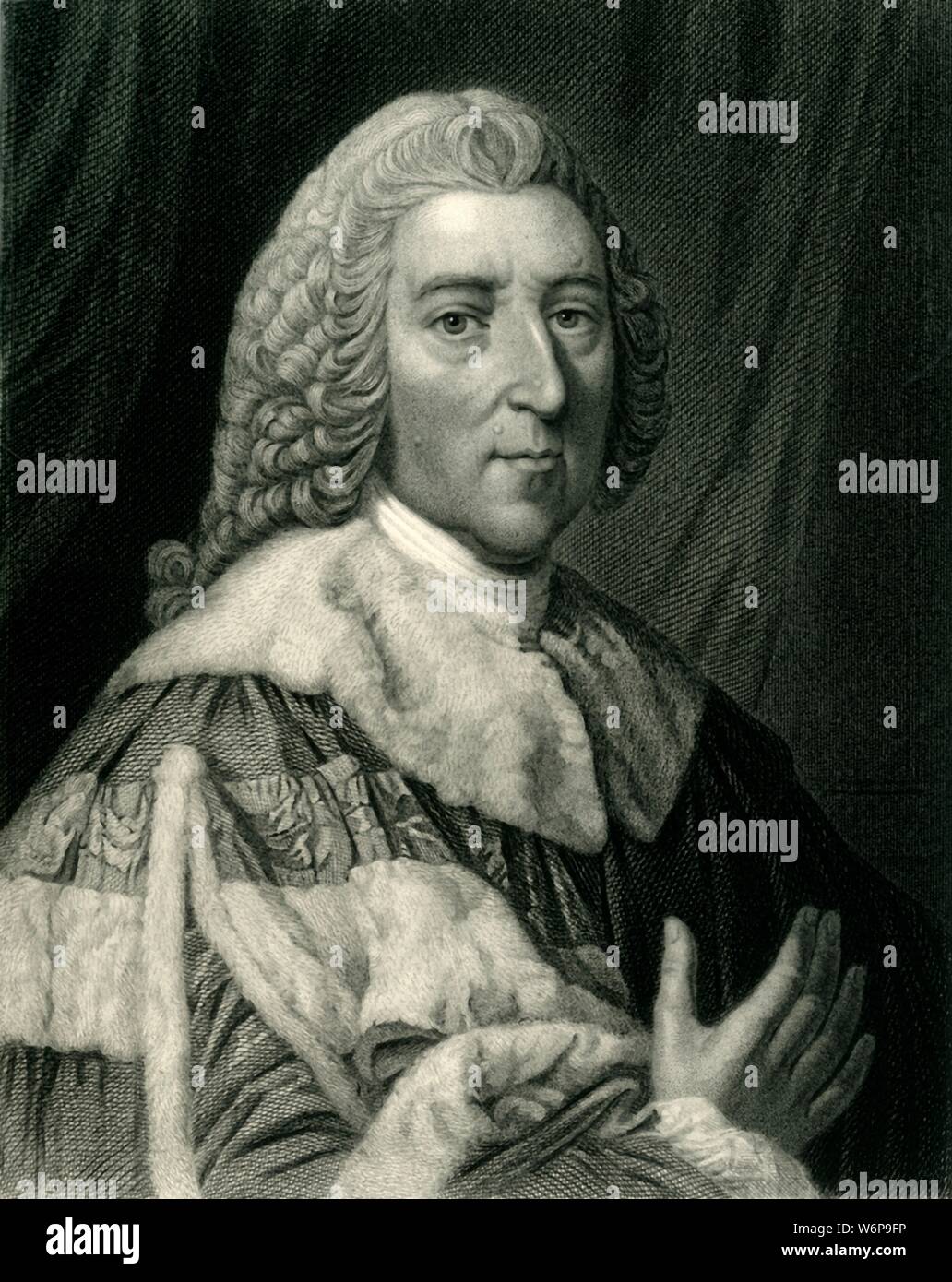 'Lord Chatham', c1740, (c1884). William Pitt, 1st Earl of Chatham, (1708-1778) British  Whig, educated at Eton College and Trinity College, Oxford. Wartime leader during the Seven Years' War who served as Prime Minister under reign of George III. From &quot;Leaders of the Senate: A Biographical History of the Rise and Development of the British Constitution, Vol. I.&quot;, by Alexander Charles Ewald, F.S.A. [William Mackenzie, London, Edinburgh &amp; Berlin] Stock Photo