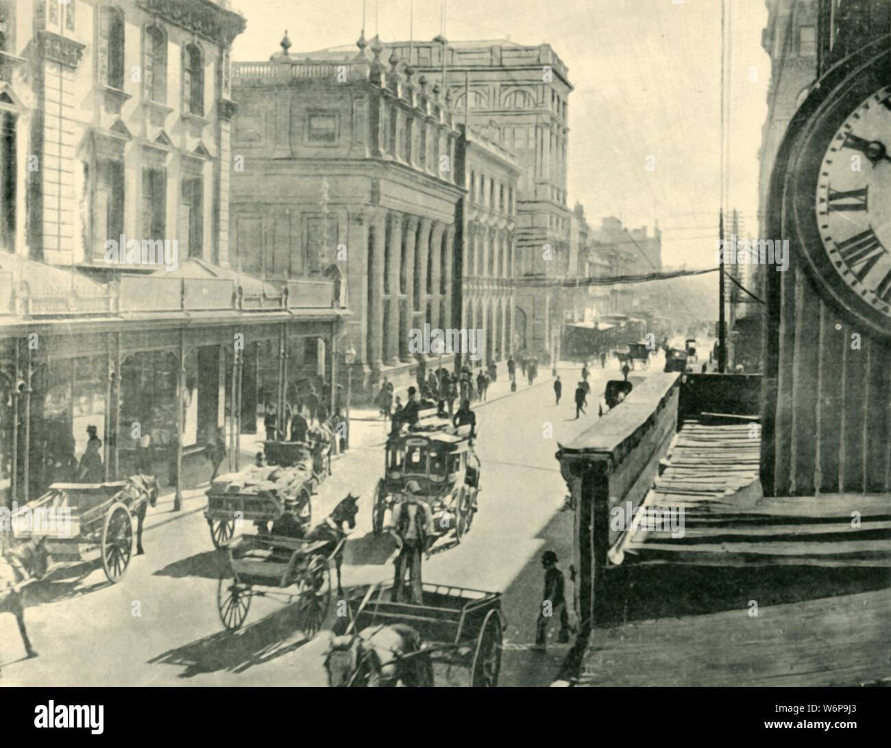 'George Street, Sydney', 1901. Sydney's original high street, formally named after King George III  by Governor Lachlan Macquarie in 1810. From &quot;Federated Australia&quot;. [The Werner Company, London, 1901] Stock Photo