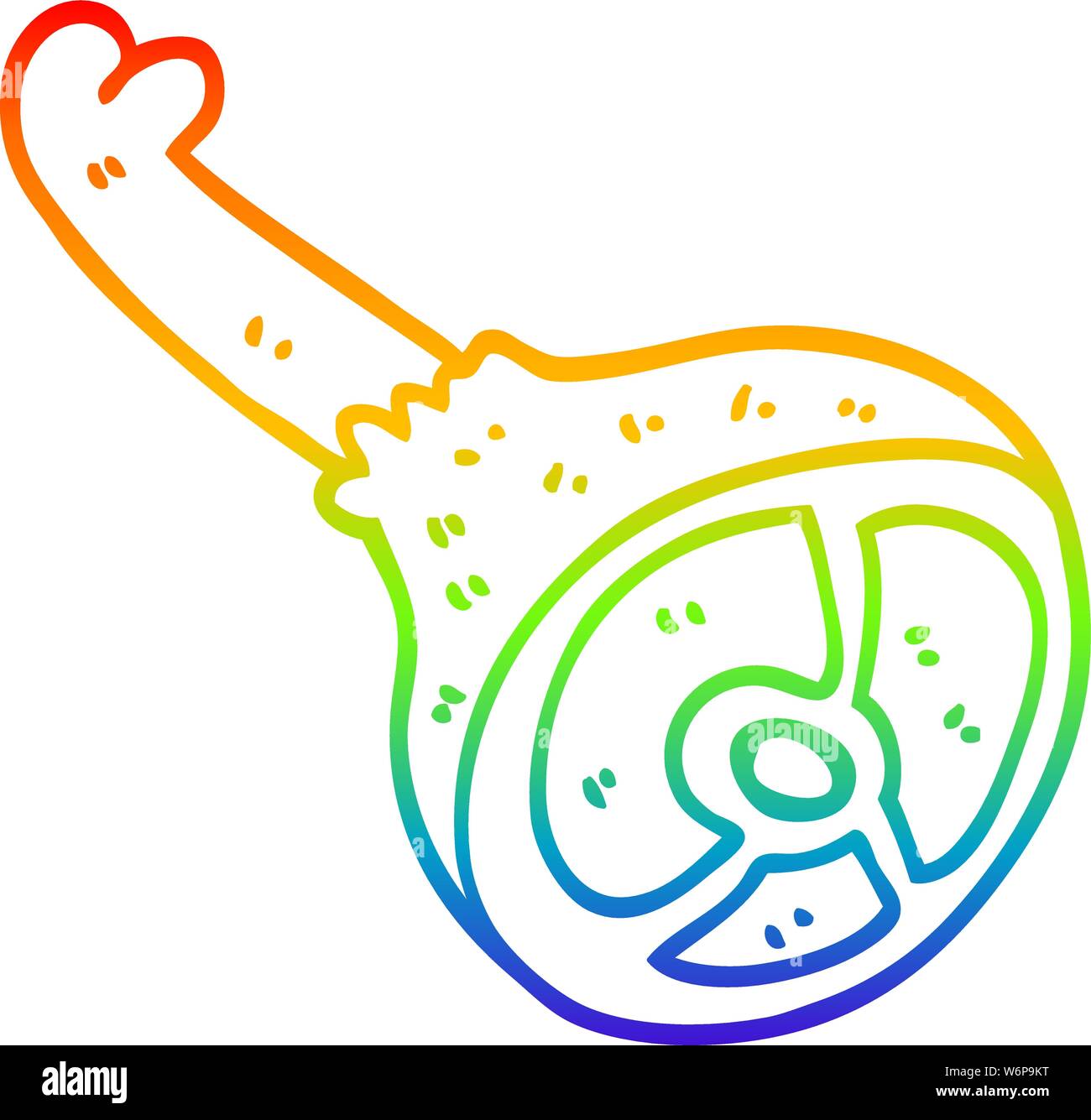 rainbow gradient line drawing of a cartoon meat joint Stock Vector