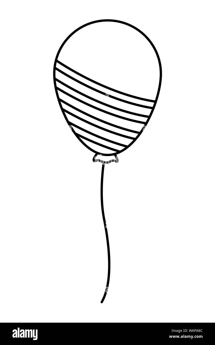 Balloon striped cartoon isolated symbol in black and white Stock Vector  Image & Art - Alamy