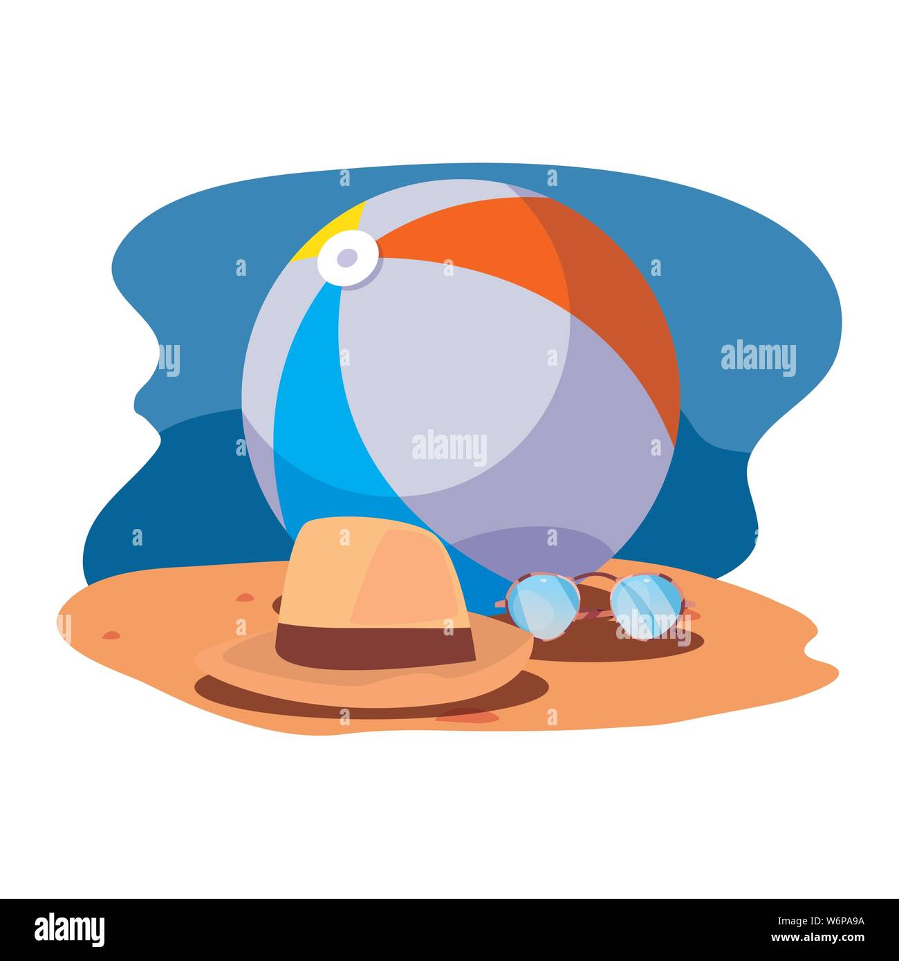 hat sunglasses ball summer time vacation vector illustration Stock ...