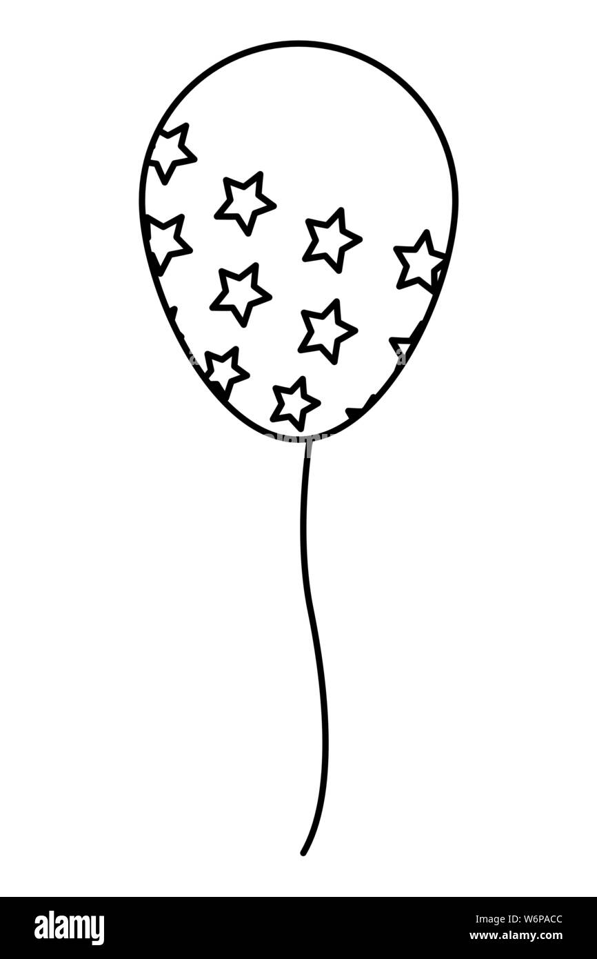 Balloon With Stars Cartoon Isolated In Black And White Stock Vector Image Art Alamy https www alamy com balloon with stars cartoon isolated in black and white image262334588 html