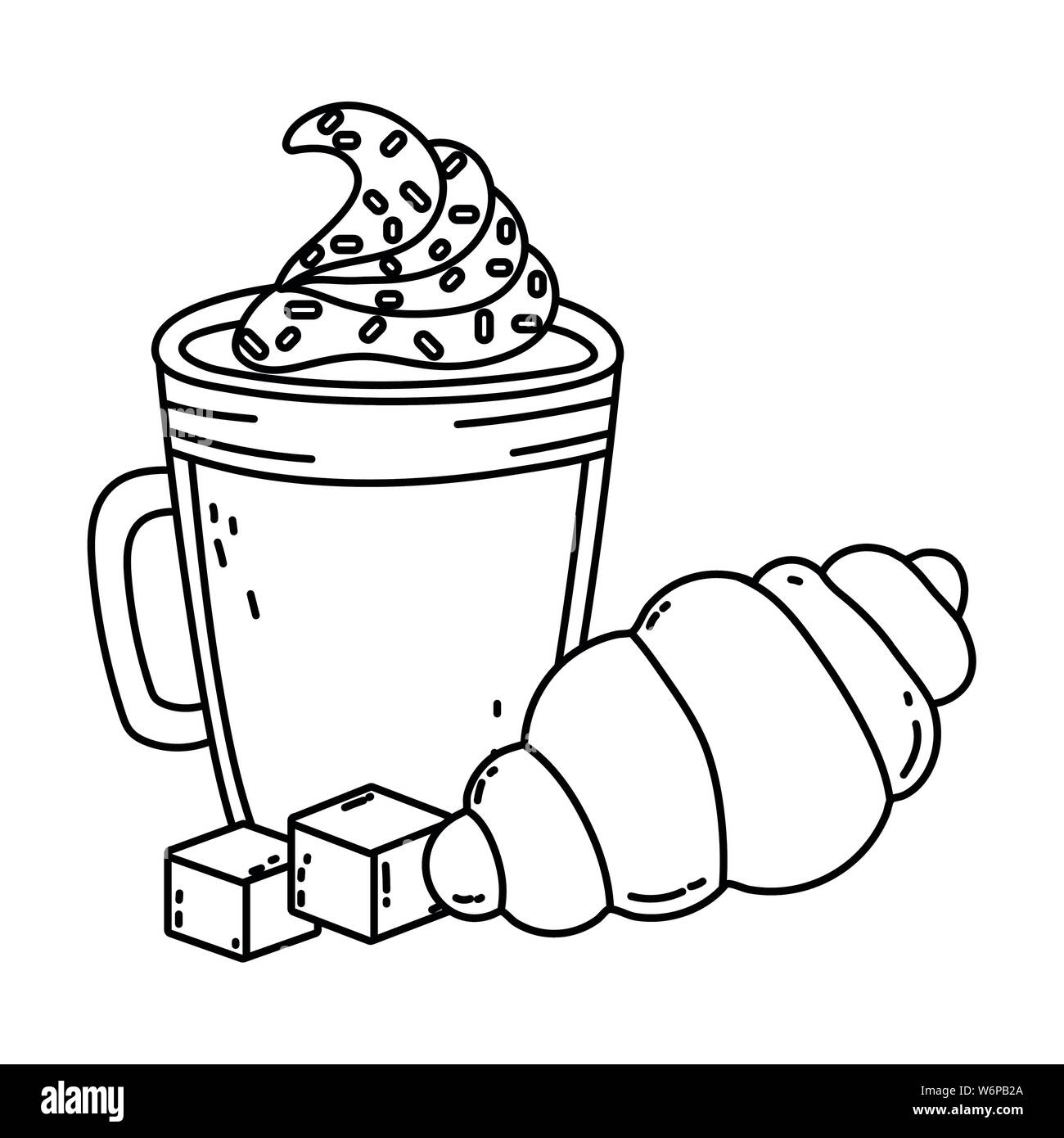 Iced coffee glass and bread design, Drink breakfast beverage bakery restaurant and shop theme