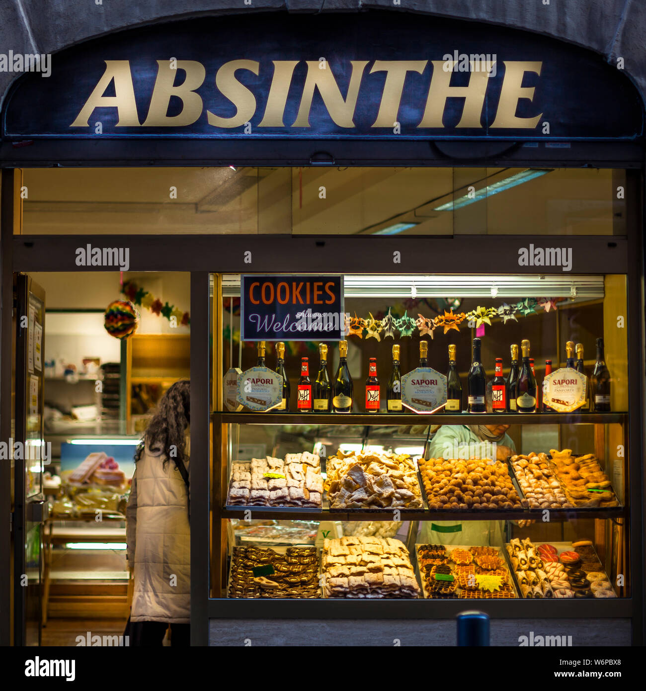 Absinthe -Shopwindow in Roma, Italy Stock Photo