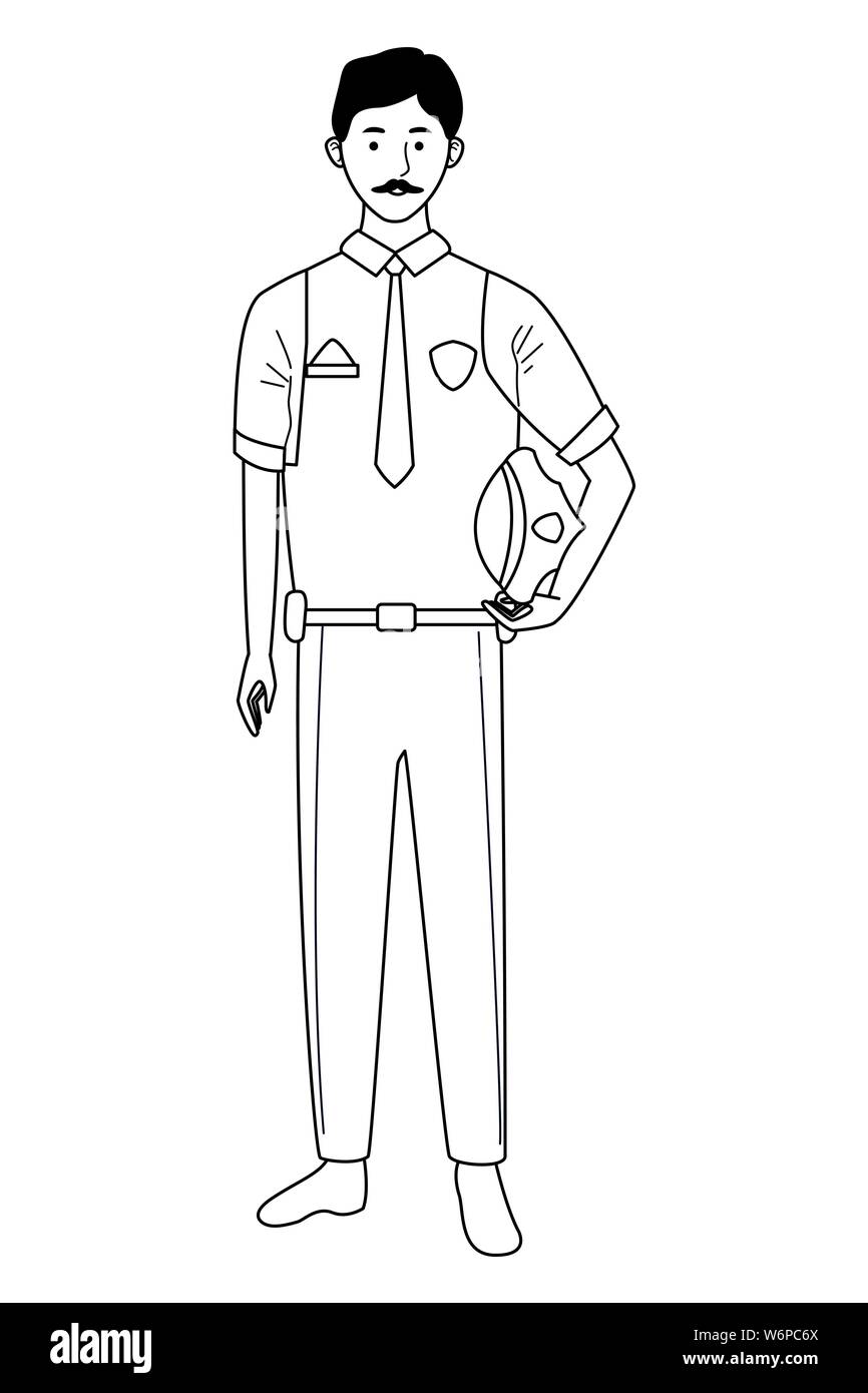 Police officer holding hat worker cartoon in black and white Stock Vector Image & Art - Alamy Police officer holding hat worker cartoon in black and white Stock Vector Image & Art - Alamy