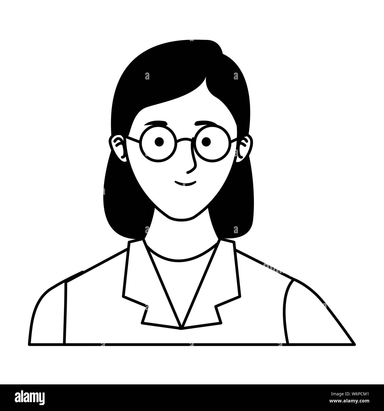 Doctor woman smiling profile cartoon in black and white Stock Vector Image  & Art - Alamy