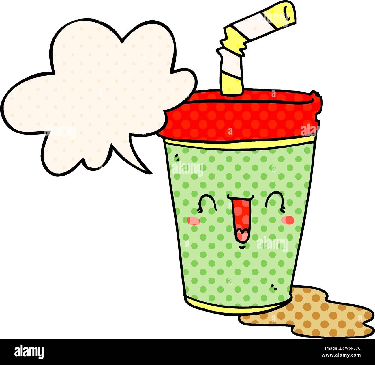 cute cartoon soda with speech bubble in comic book style Stock Vector ...