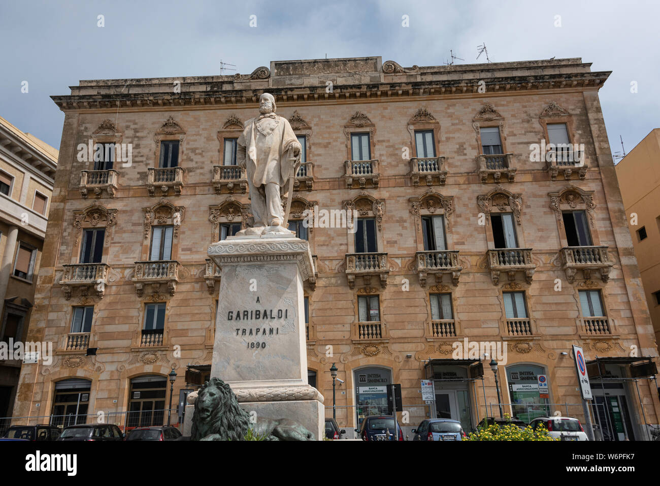 Statue of Giuseppe Garibaldi near the port of Trapani, Sicily Stock Photo