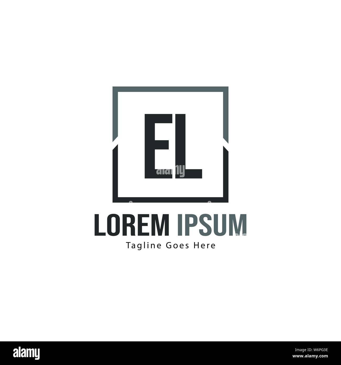 Initial EL logo template with modern frame. Minimalist EL letter logo ...