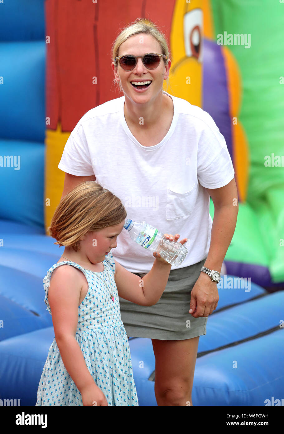 Zara Tindall with her daughter Mia during the Festival of British Eventing  at Gatcombe Park, Gloucestershire Stock Photo - Alamy