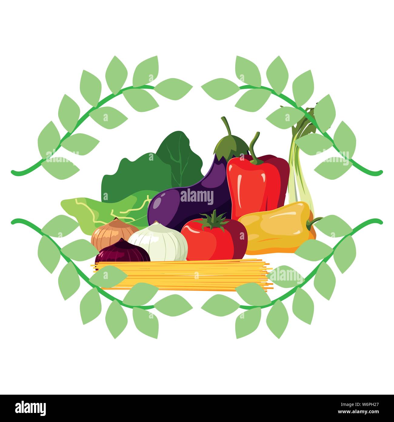 fresh fruits and vegetables emblem organic vector illustration Stock ...