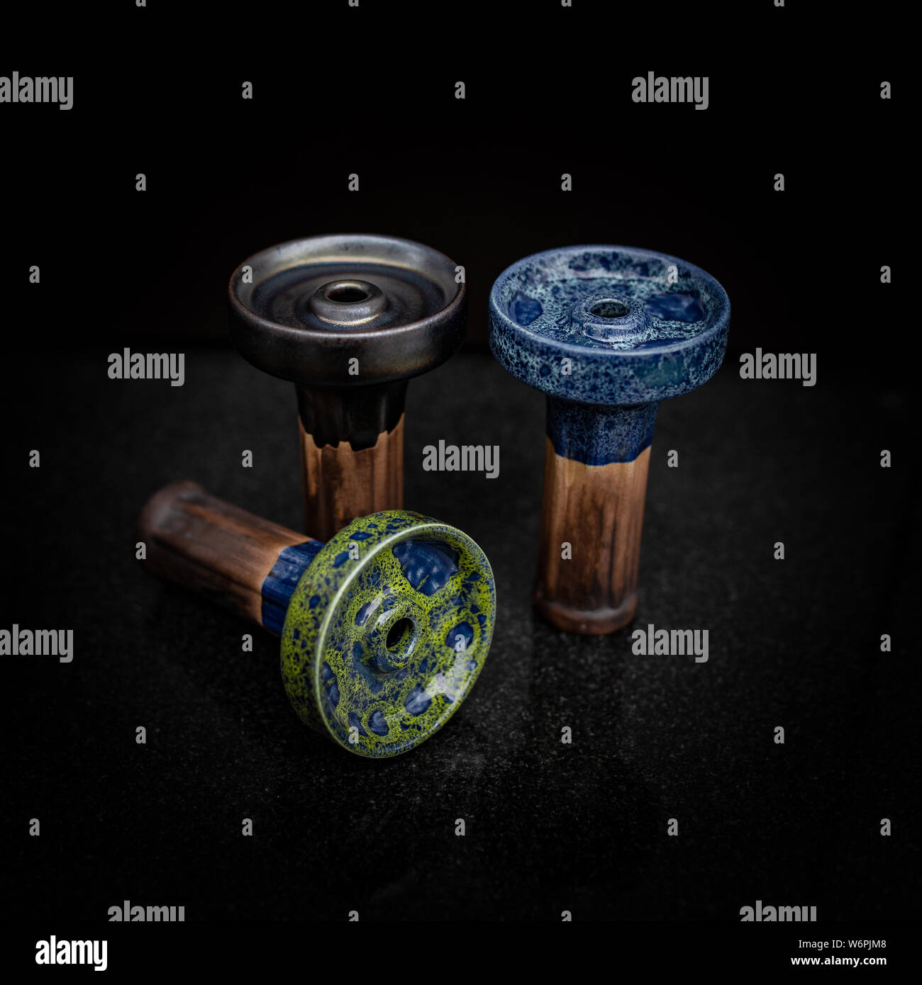 Hookah brown bowls isolated on black background Stock Photo Alamy