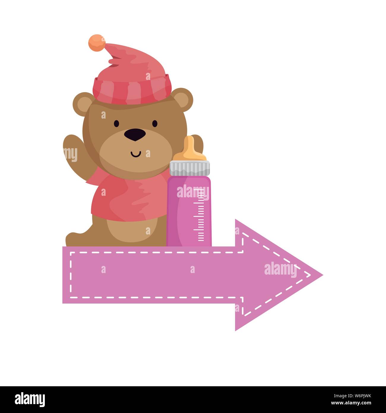 baby shower card with bear teddy and milk bottle Stock Vector Image ...