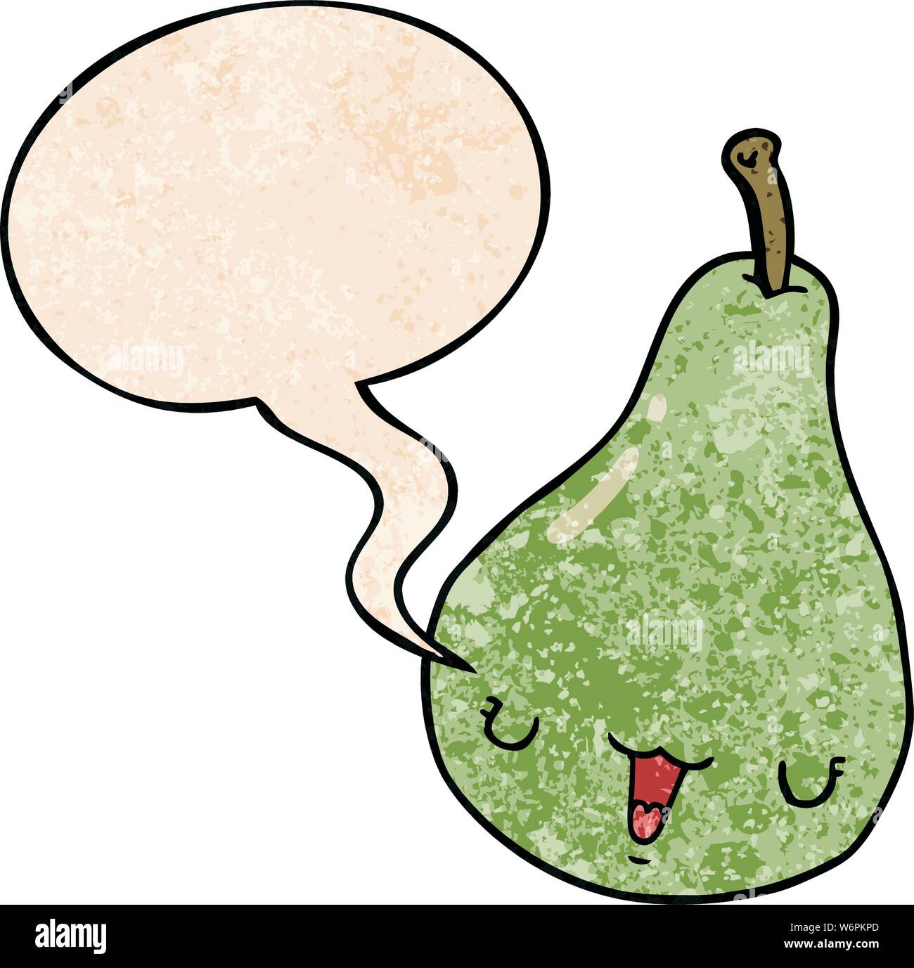 cartoon pear with speech bubble in retro texture style Stock Vector ...